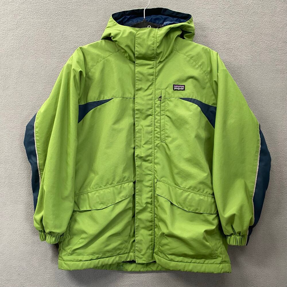 Patagonia Kids Infurno Jacket Coat L Green Fleece Lined Hood Water Repellent